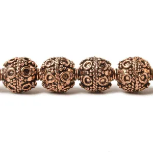 10mm Copper Bead Bead Roval Circle and Miligrain Triangle 8 inch 18 pcs