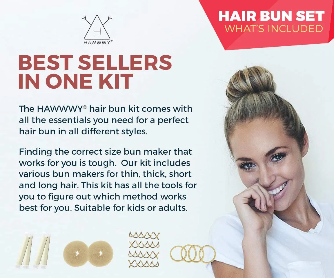 12Piece Hair Bun Maker, Easy & Fast Small Bun Tool Best Sellers Kit Short Or Thin Hair