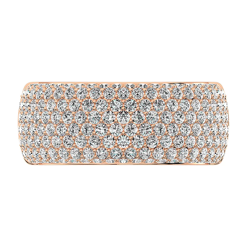 14K Rose Gold 2 1/2 Ct.Tw. Diamond Pave Set Mens Band