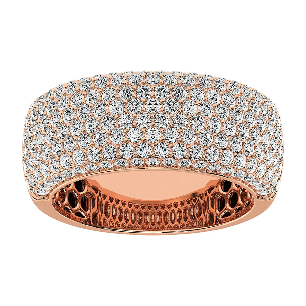 14K Rose Gold 2 1/2 Ct.Tw. Diamond Pave Set Mens Band