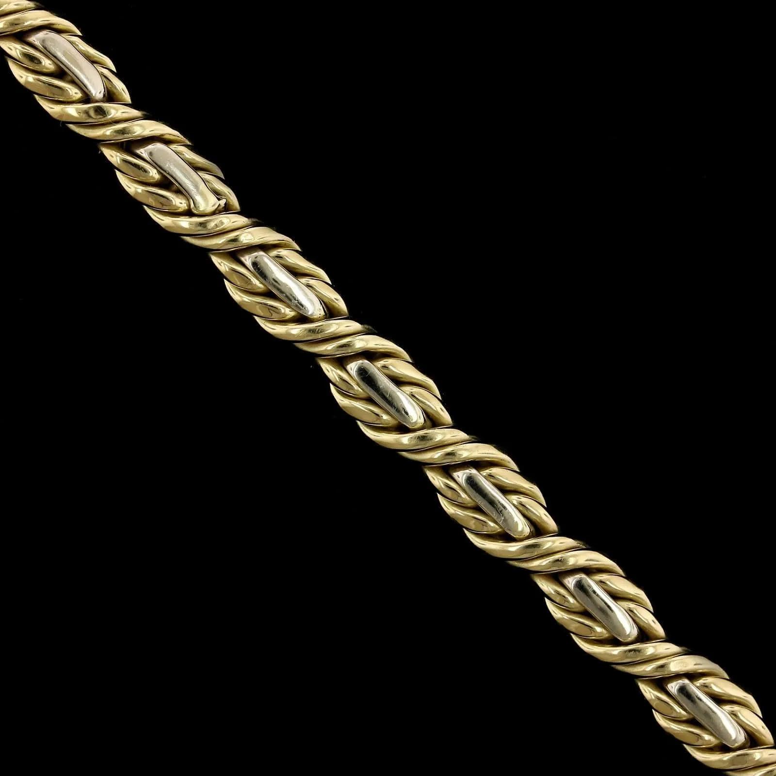 14K Two-tone Gold Estate Fancy Link Bracelet