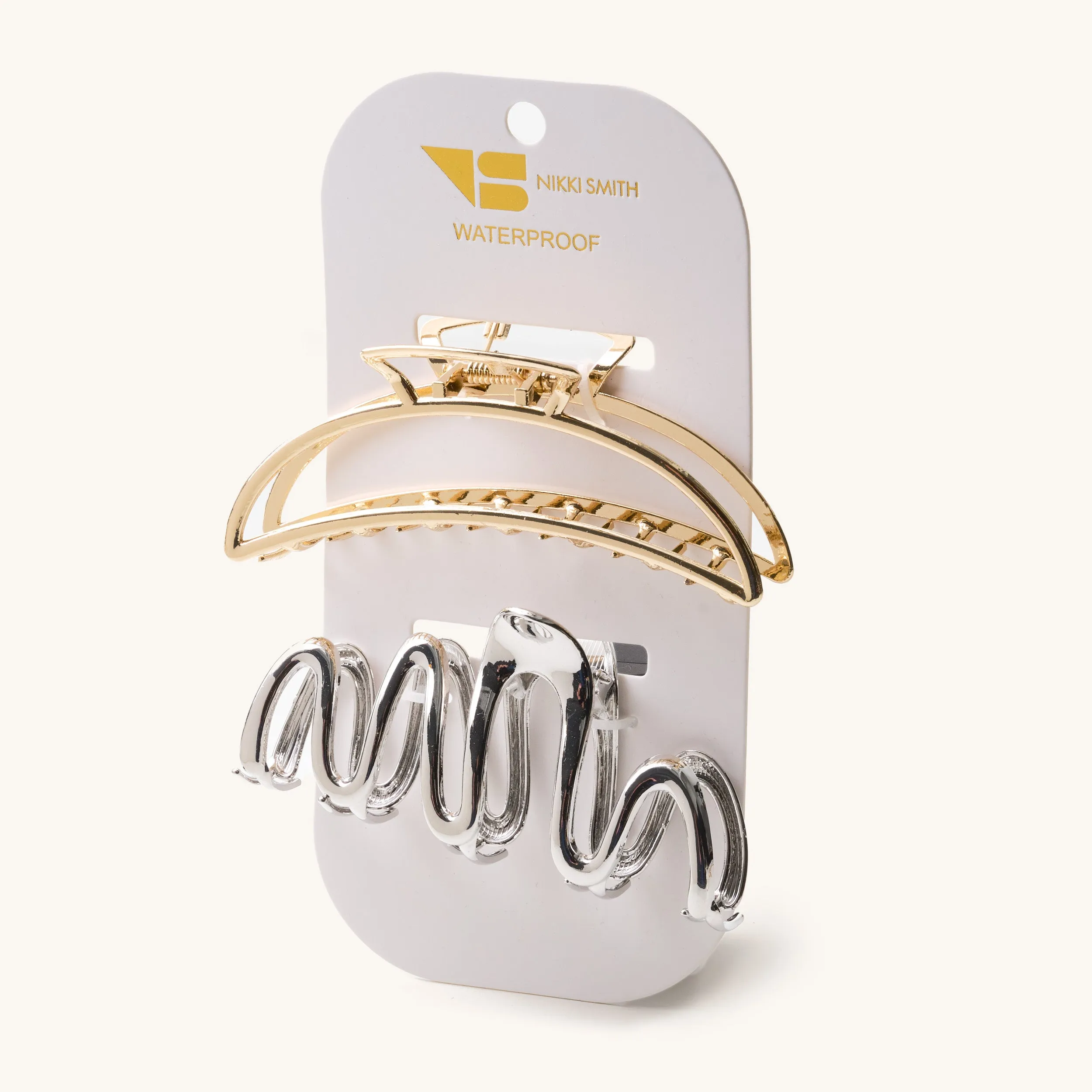 2 Pack Hair Clips: Silver & Gold