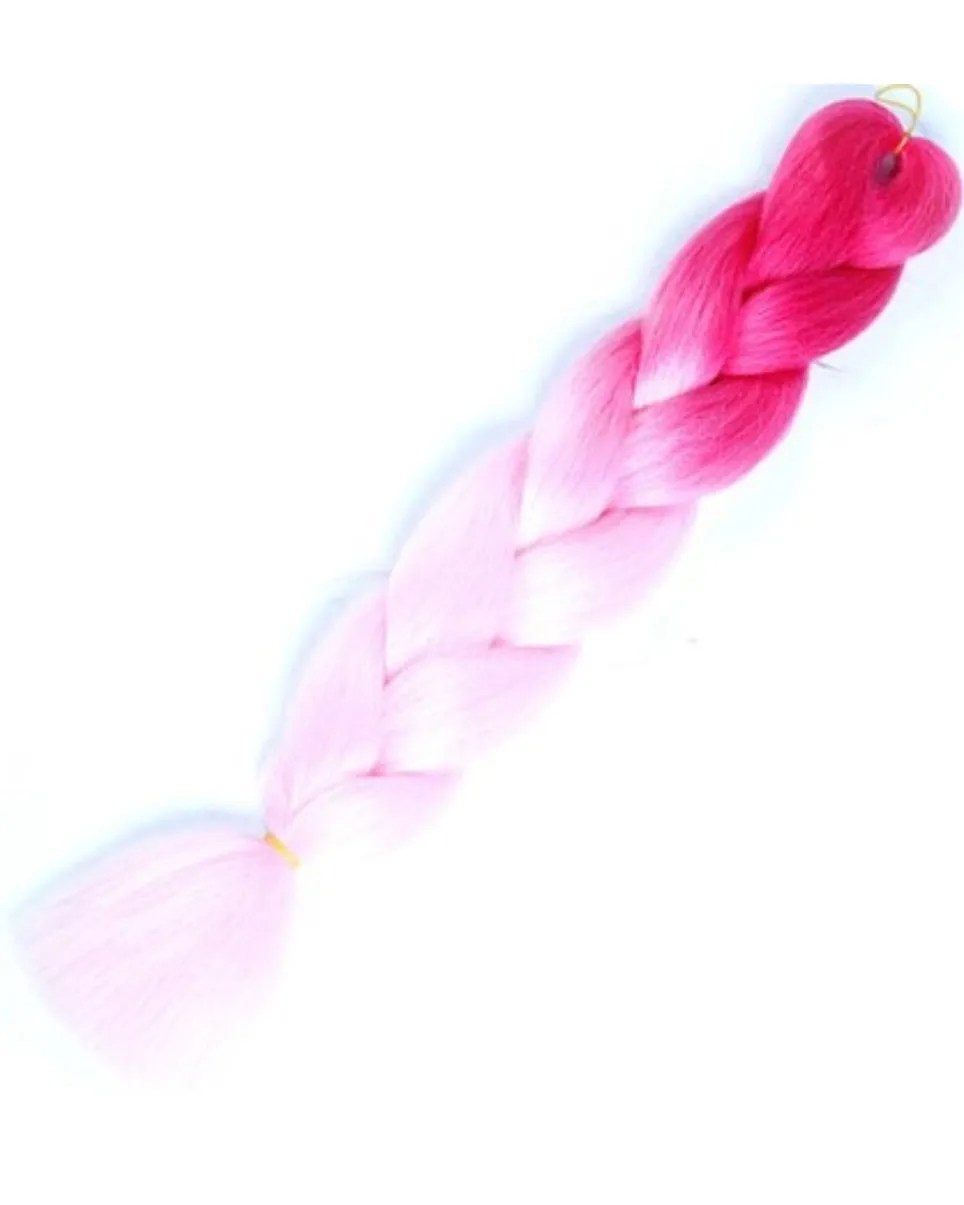 24" Ombre Hot Pink/Light Pink Braiding Hair Extensions