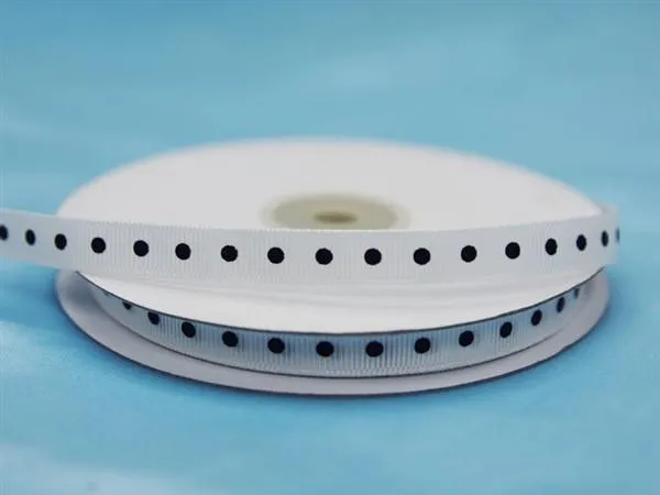 25 Yards 3/8" DIY White Grosgrain Polka Dot Ribbon Wedding Party Dress Favor Gift Craft Decoration