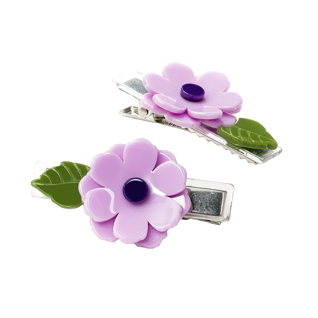Alligator Clip Set - Purple Peonies