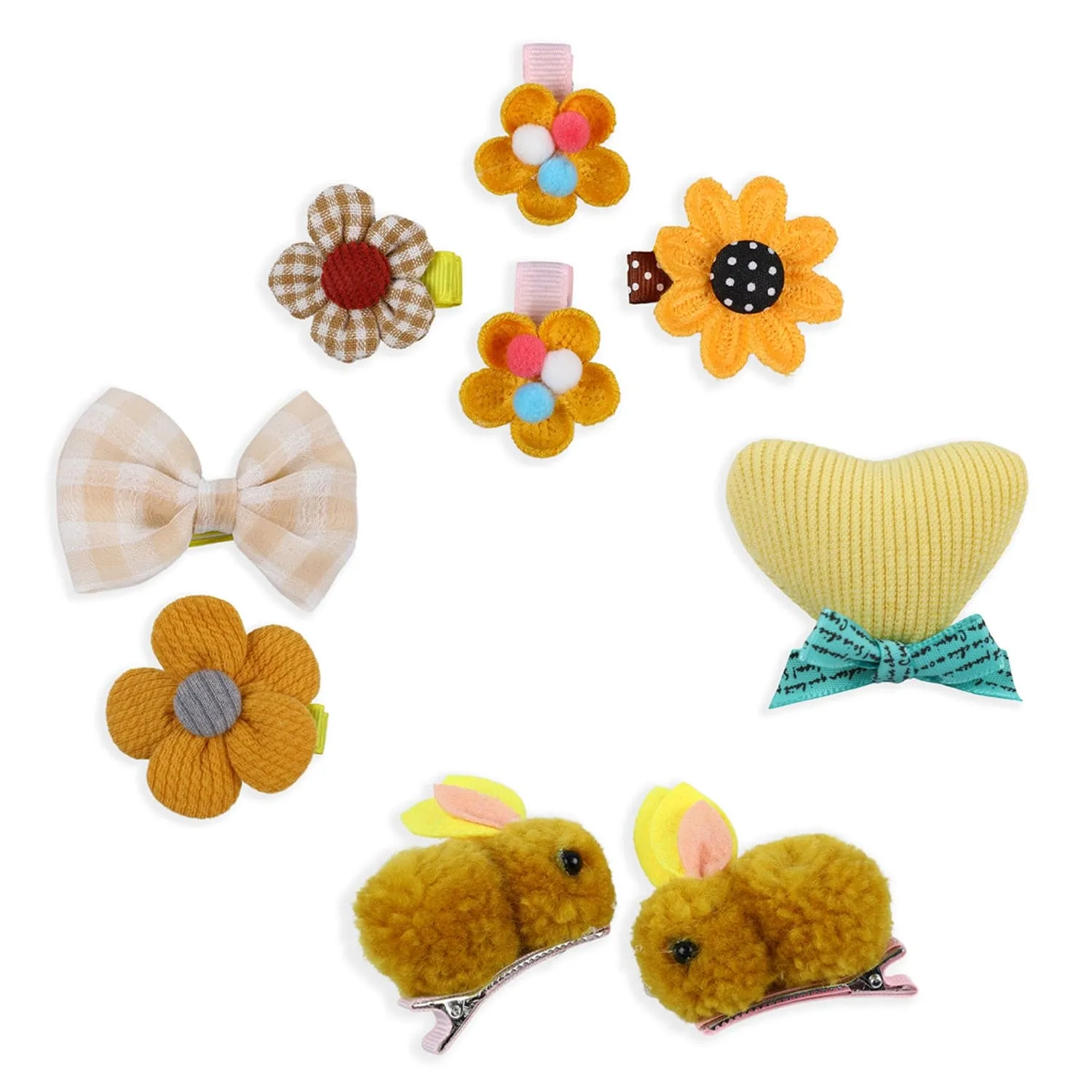 Artemis Floral Hair Clips Set 9 Pcs - Yellow