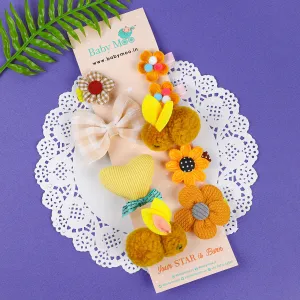 Artemis Floral Hair Clips Set 9 Pcs - Yellow
