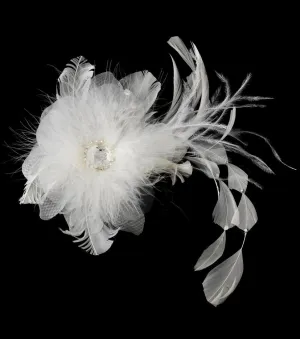 Beautiful Feather Crystal Bridal Flower Clip