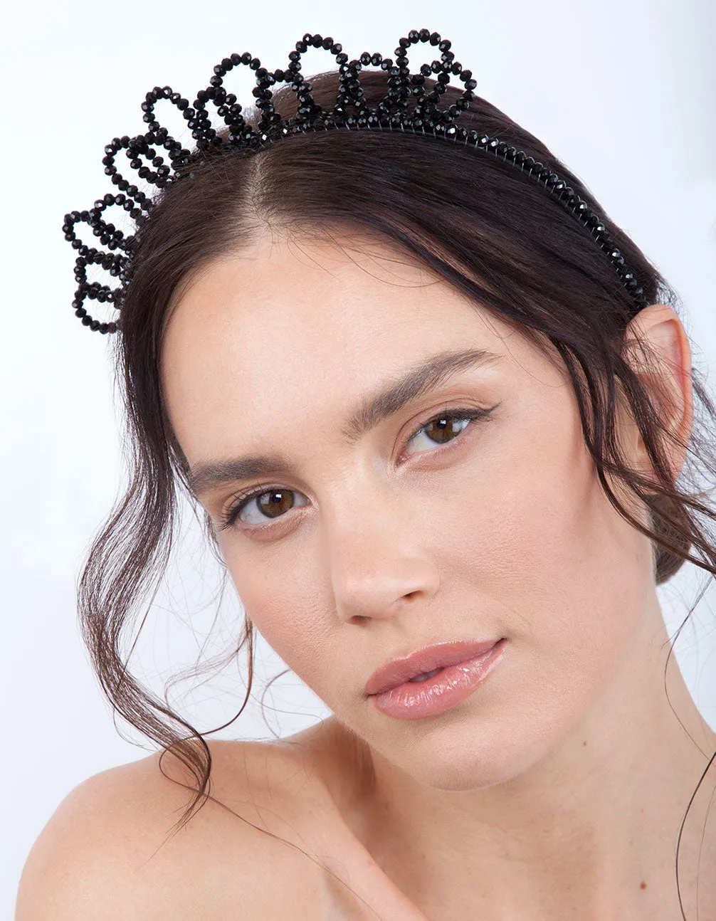 Black Beaded Swirl Headband