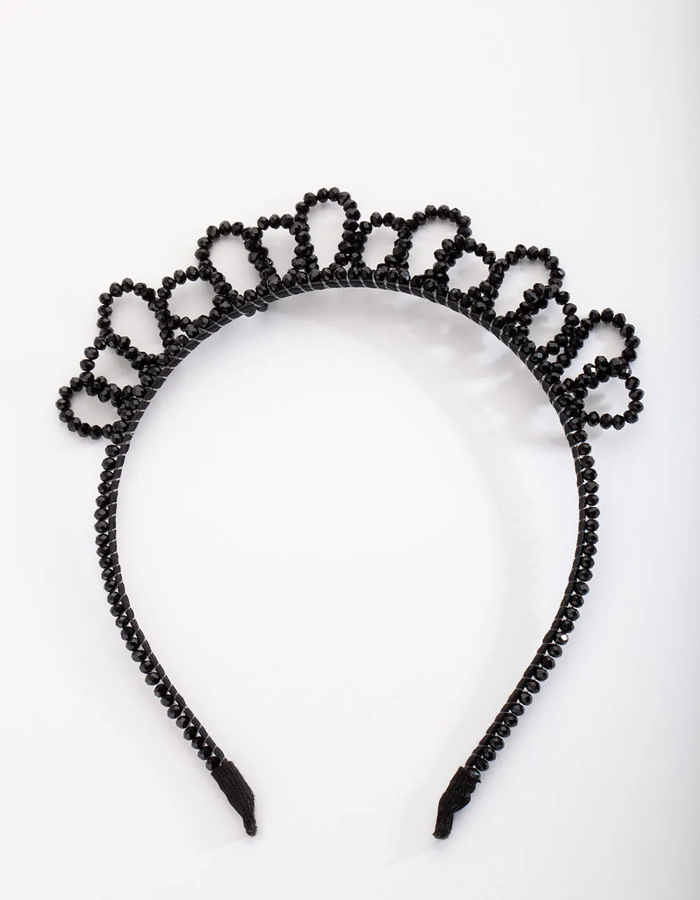 Black Beaded Swirl Headband