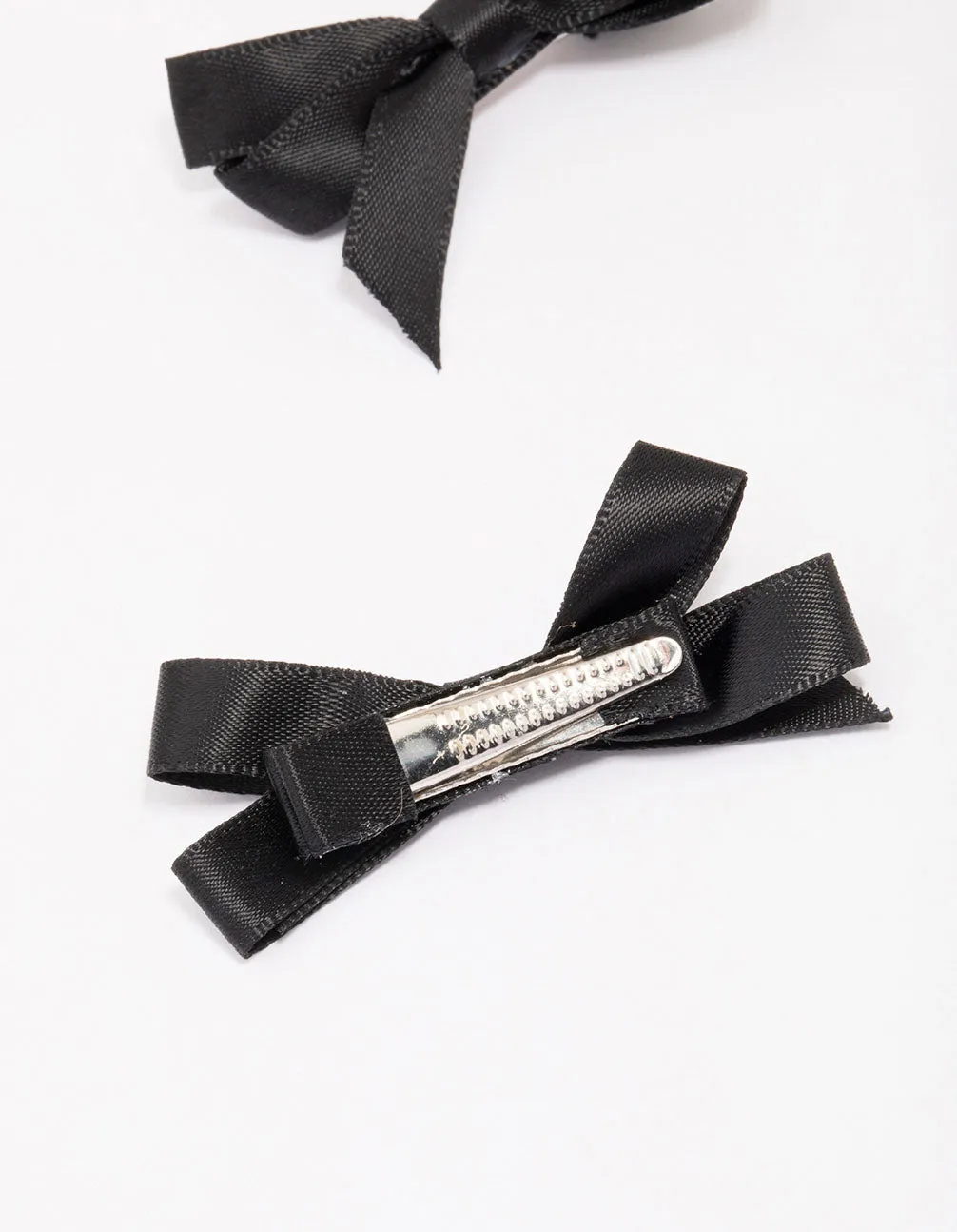Black Mini Satin Hair Bow Clips 5-Pack
