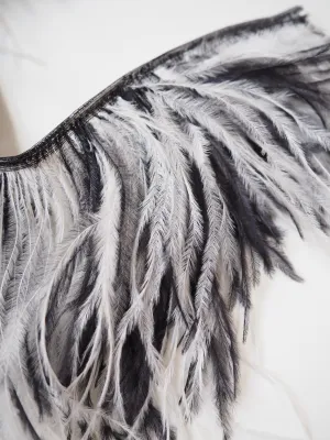 Black   White Ostrich Feather Fringing