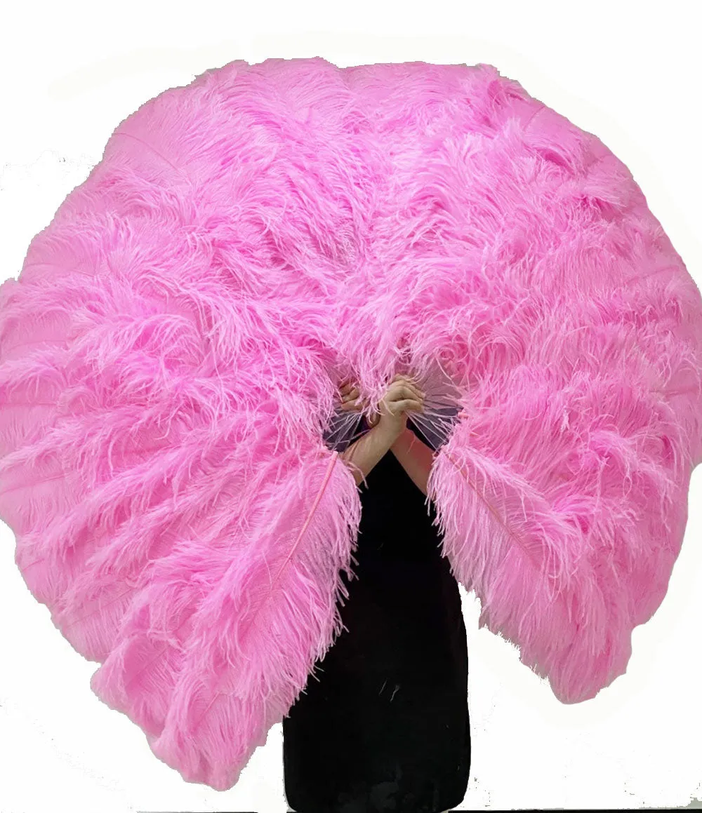 Bright PinkTriple layers ostrich Feather Fan 35"x 63"