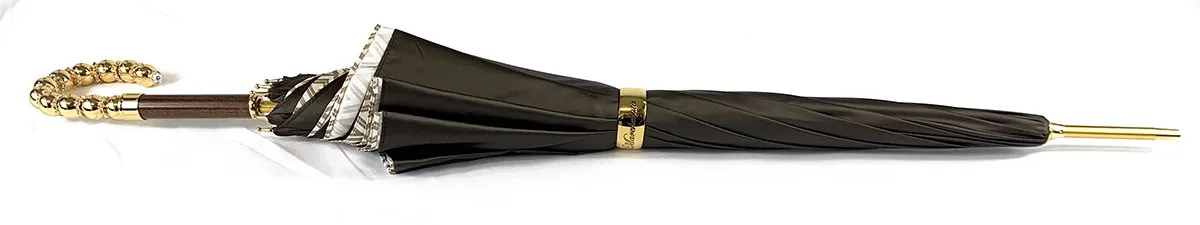 Brown Umbrella With Rhombus Pattern Inside