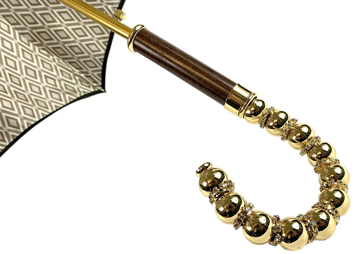 Brown Umbrella With Rhombus Pattern Inside