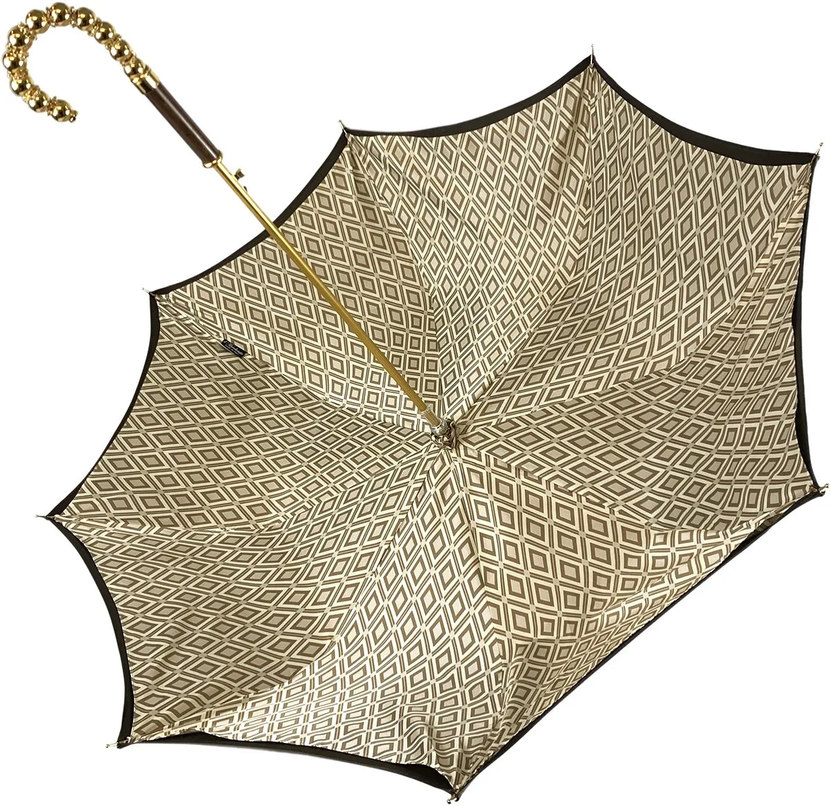 Brown Umbrella With Rhombus Pattern Inside