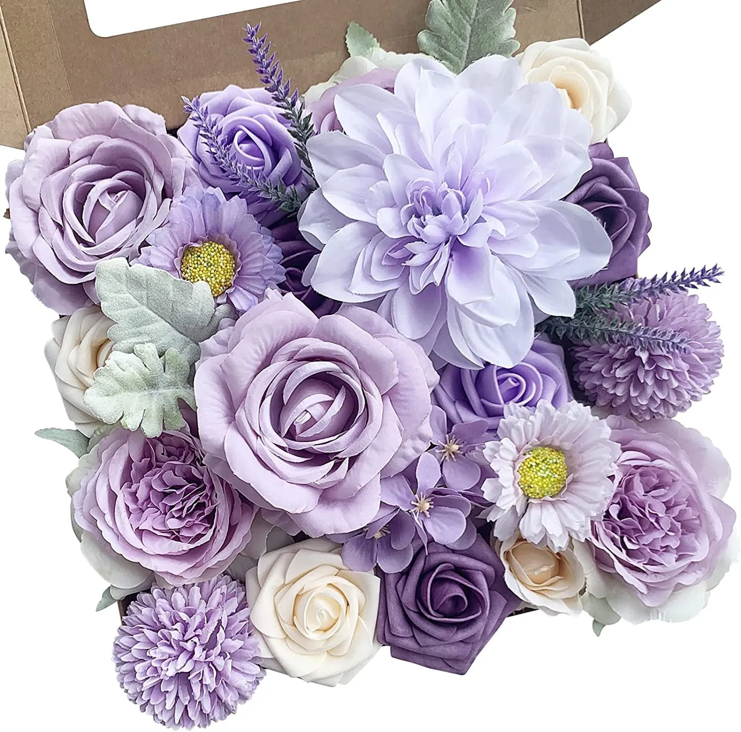 Bulk Artificial Flowers Combo Box Set Fake Flowers Faux Cake Flowers with Stems for DIY Wedding Bouquets Centerpieces Baby Shower Party Wholesale