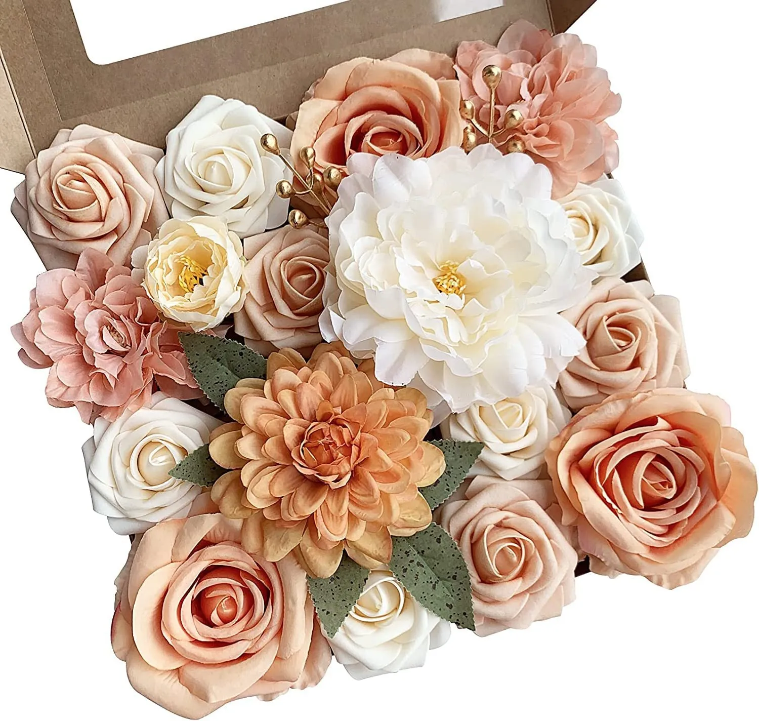 Bulk Artificial Flowers Combo Box Set Fake Flowers Faux Cake Flowers with Stems for DIY Wedding Bouquets Centerpieces Baby Shower Party Wholesale