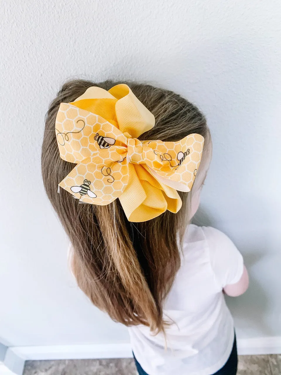 Buzzing Bees Ribbon with a yellow comb printed on 1.5"  grosgrain