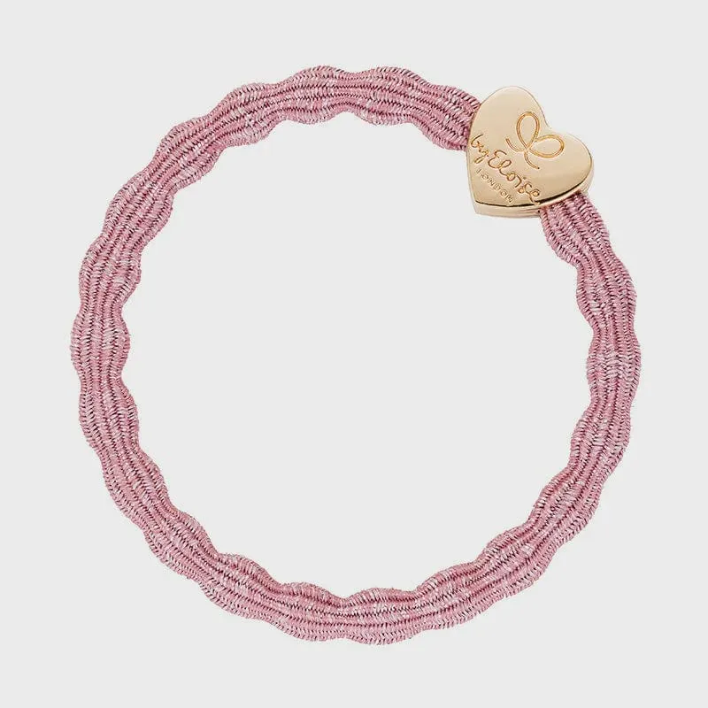 By Eloise Bangle Band | Metallic Gold Heart | Rose Pink