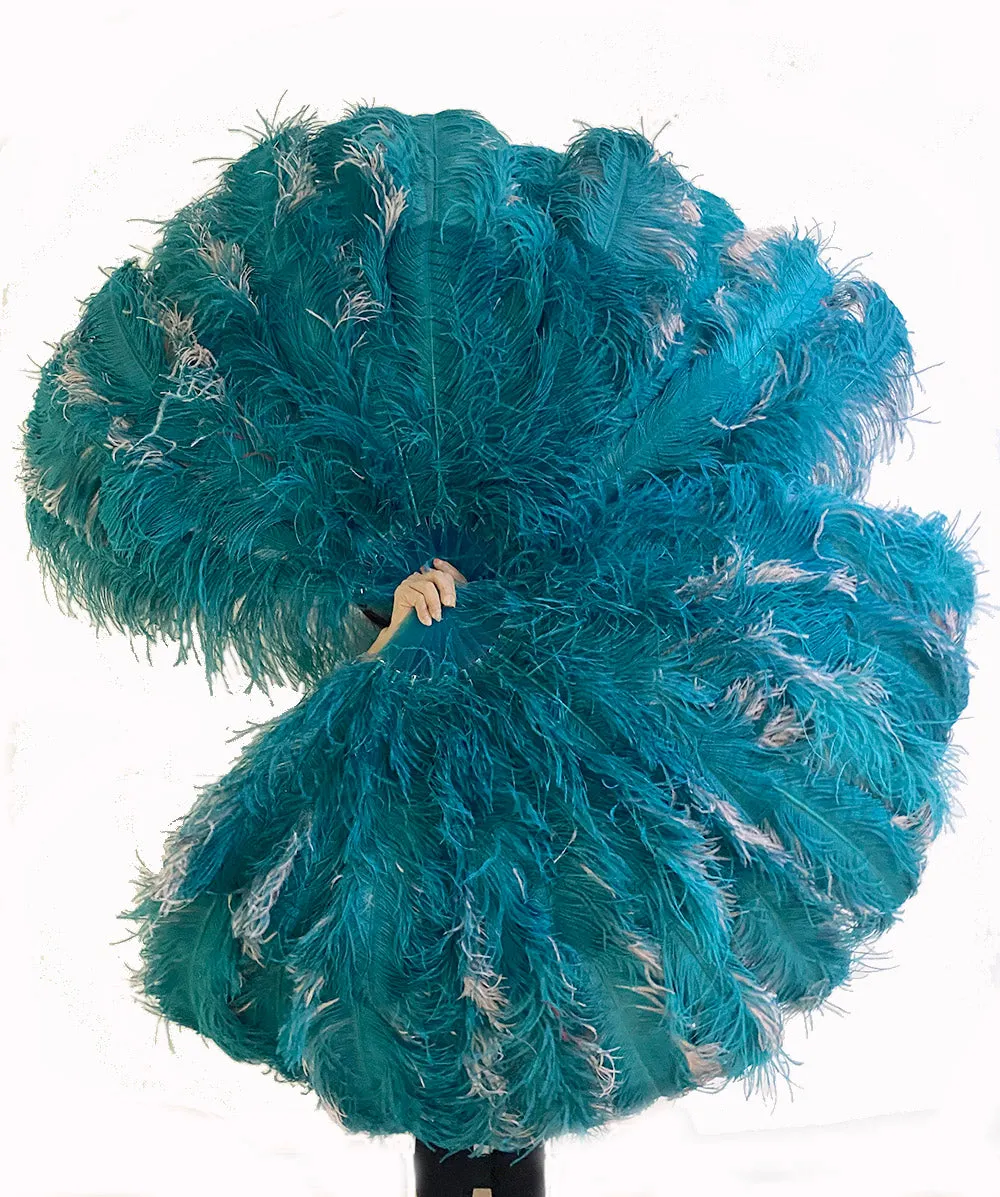 Custom U/D mix color Triple layers Ostrich Feather Fan 35"x 63"