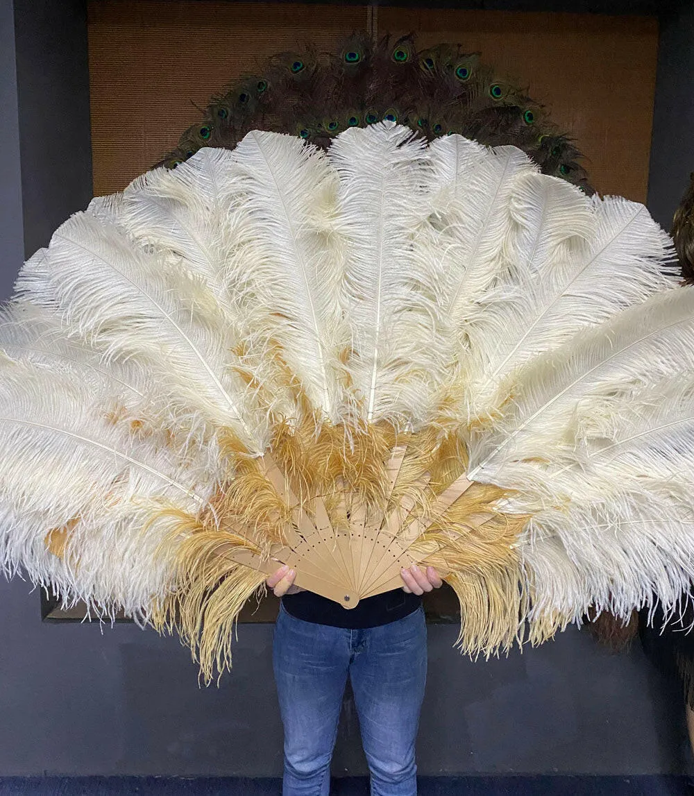 Custom U/D mix color Triple layers Ostrich Feather Fan 35"x 63"