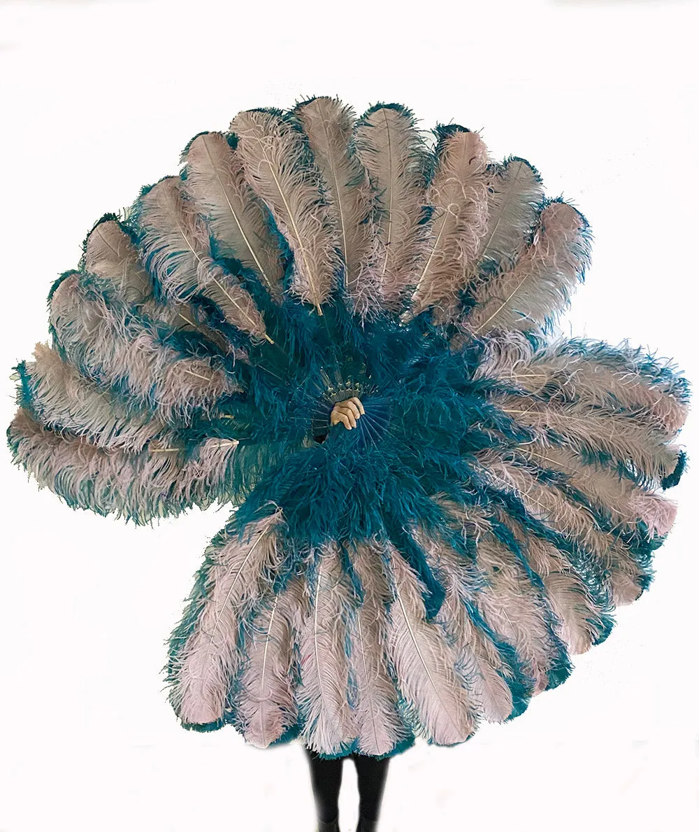 Custom U/D mix color Triple layers Ostrich Feather Fan 35"x 63"