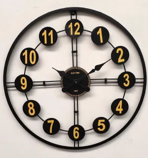Decorative Black Metal Vintage Wall Clock For Living Room And Home
