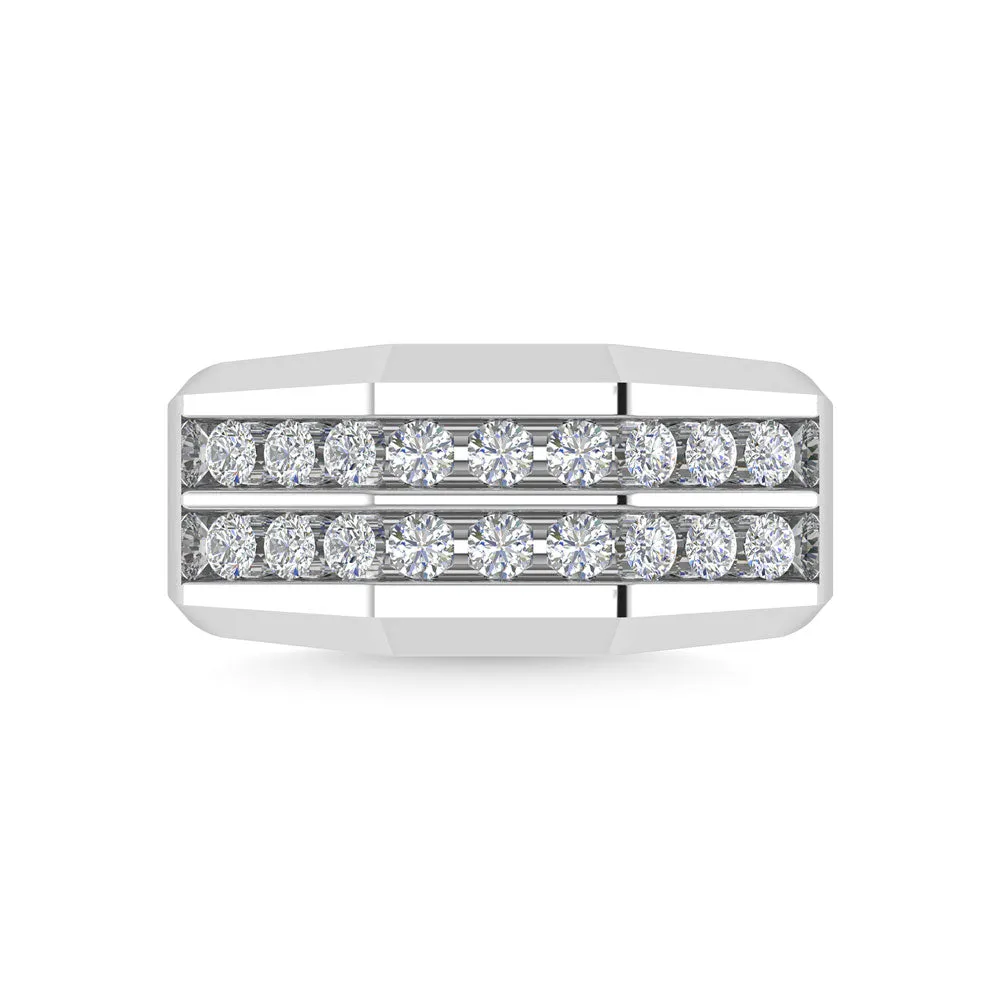 Diamond 1 Ct.Tw.Mens Wedding Band in 10K White Gold