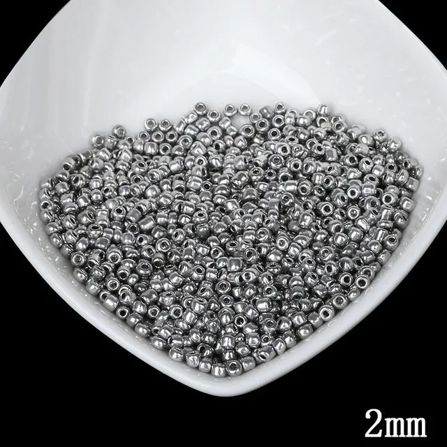 DIY Accessories 2mm Czech Glass Seed Spacer Loose Beads 1000pcs/lot Gun Black Color Austria Crystal Round Hole Bead For Jewelry