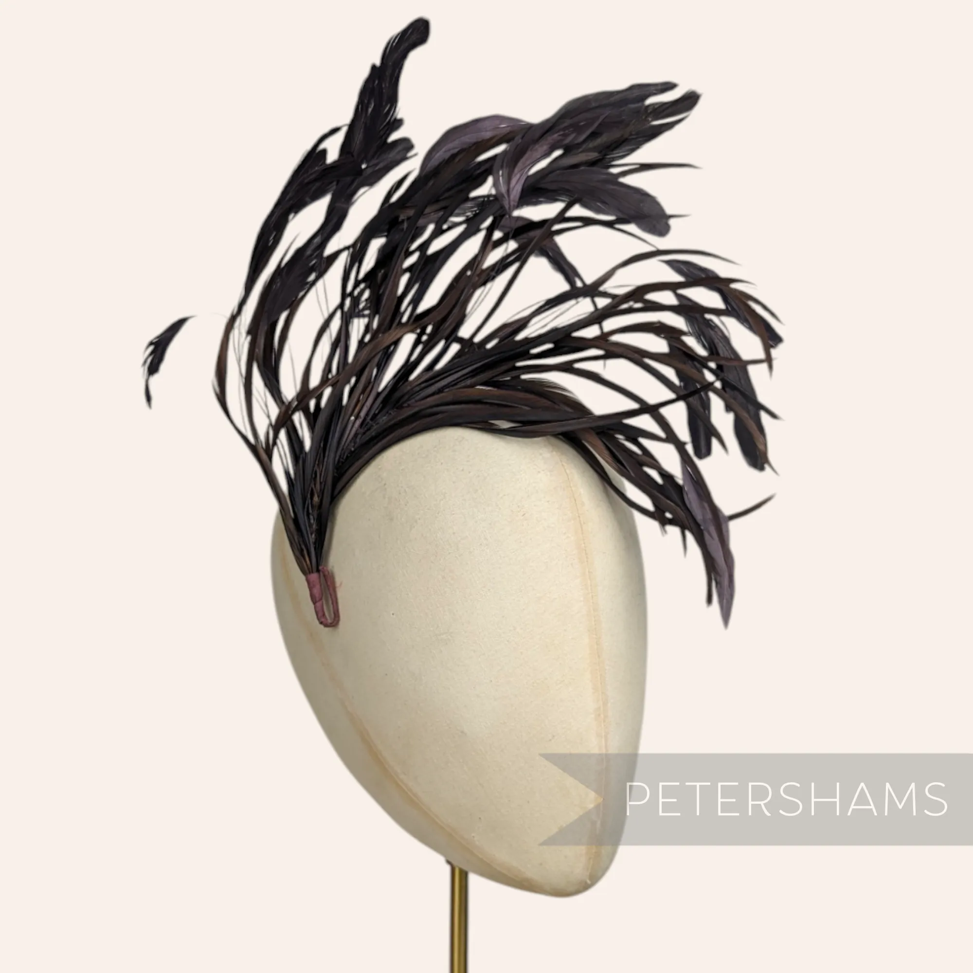 Extra Large Stripped Coque & Goose Biot Feather Hat Mount