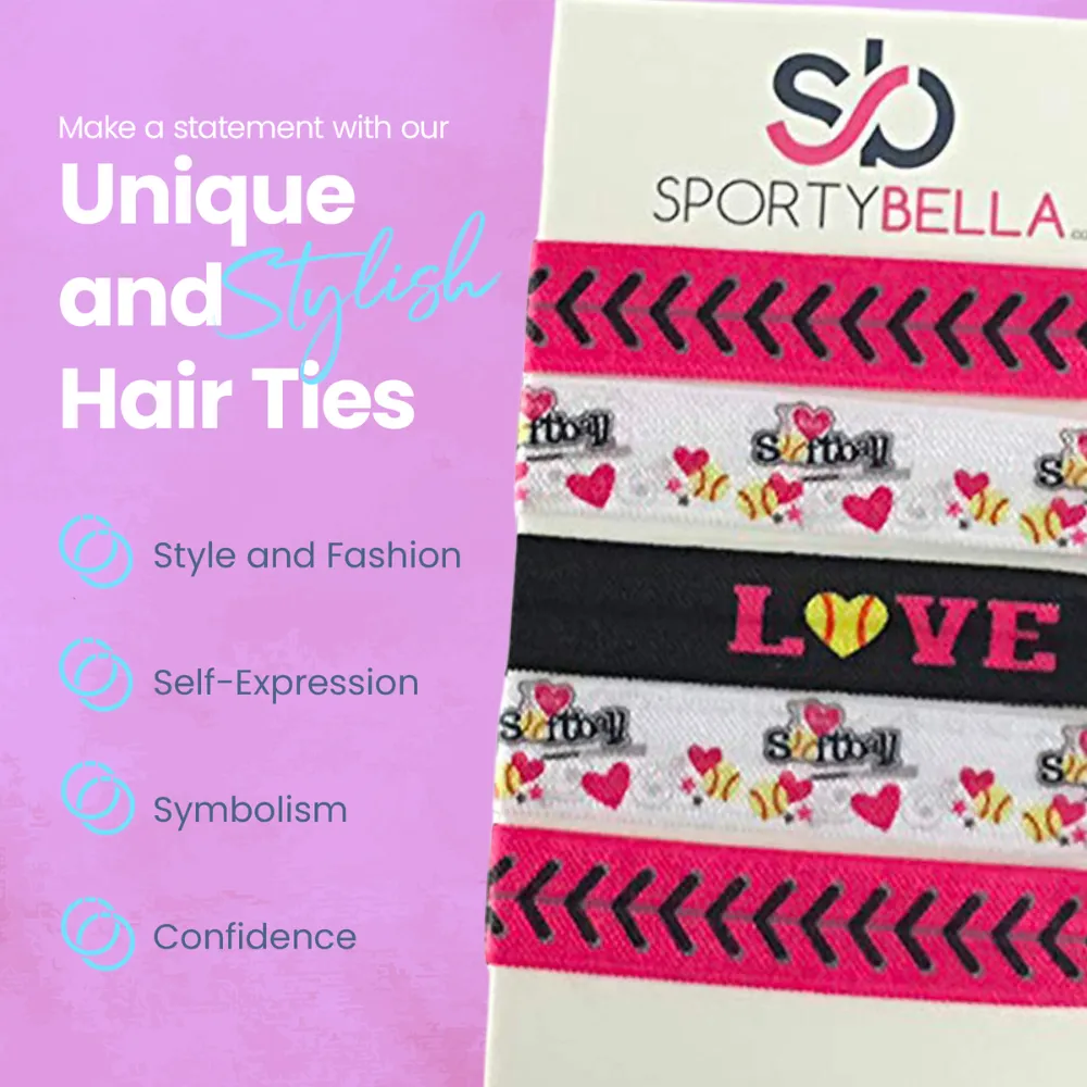Girls Softball Love Hair Ties