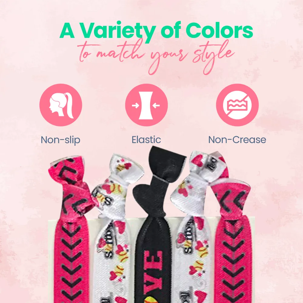 Girls Softball Love Hair Ties