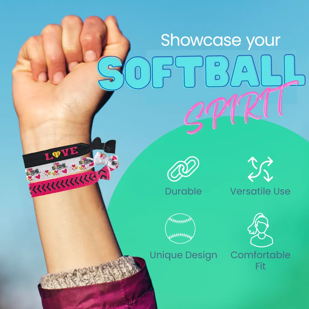 Girls Softball Love Hair Ties
