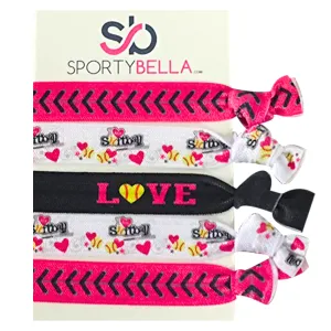 Girls Softball Love Hair Ties