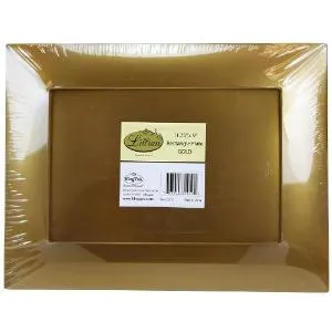 Gold 11.75" Rectangular Plastic Entree Plates (Case Qty: 120)