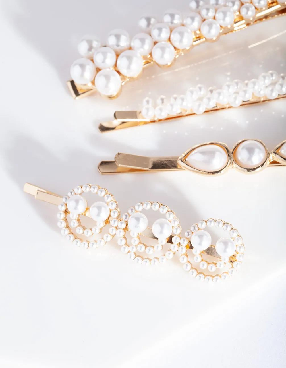 Gold Smile Pearl Hair Clip 4-Pack