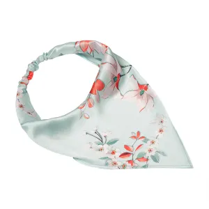 Hair Drama Co Blue Floral Satin Headscarf Headband with Elastic