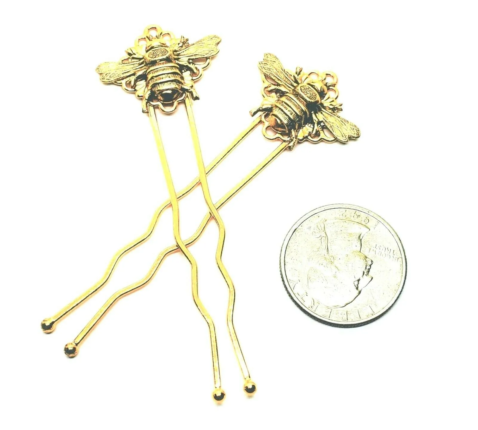 Handmade Golden Bee Bobby Hair Pins