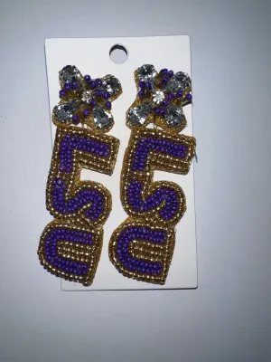 LSU Beaded Earrings