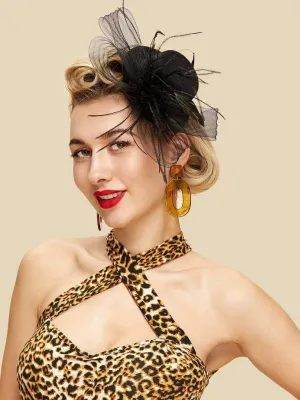 Mesh Bow Fascinator Hat With Feather
