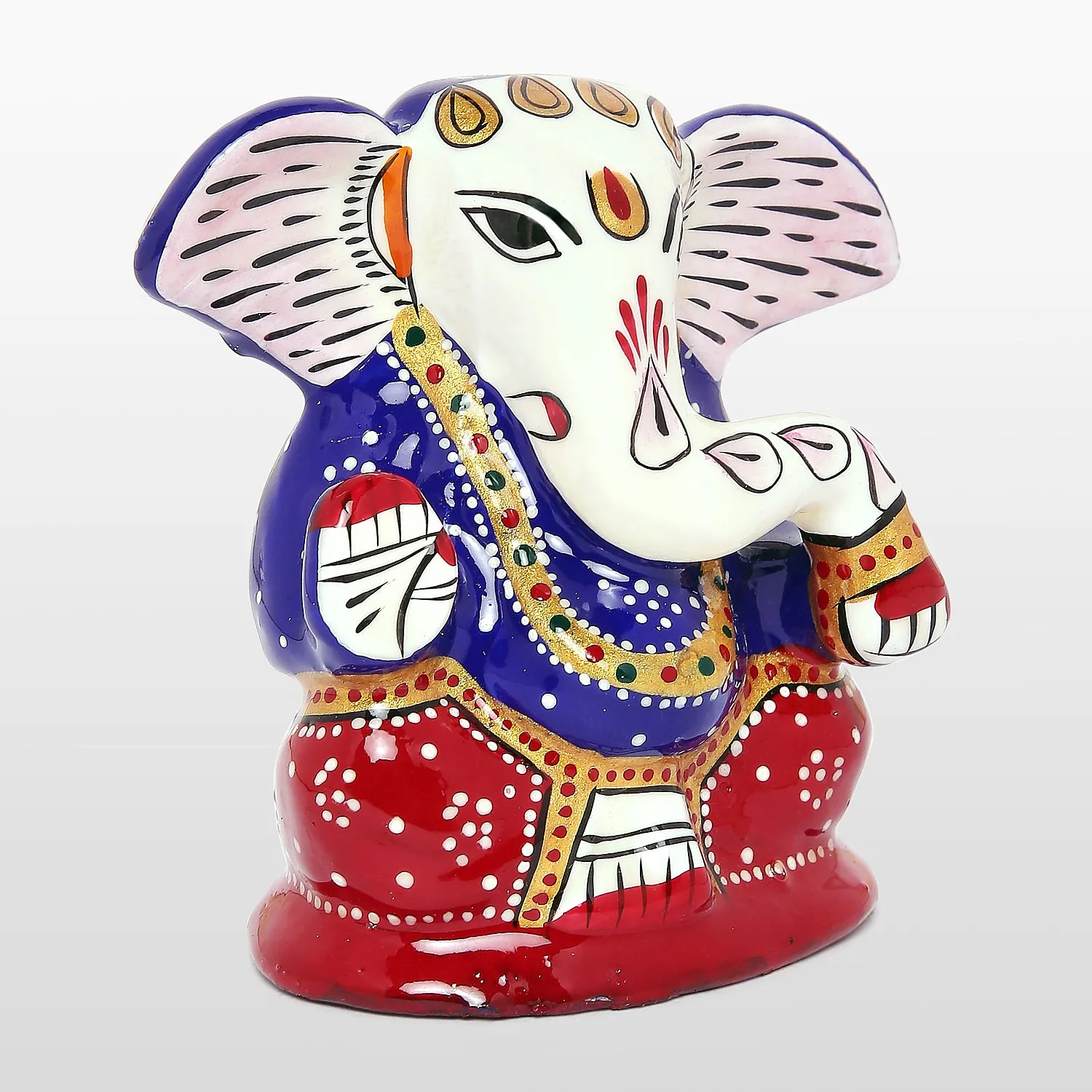 Metal Enamel Handpainted Times Ganesha 2.5 in