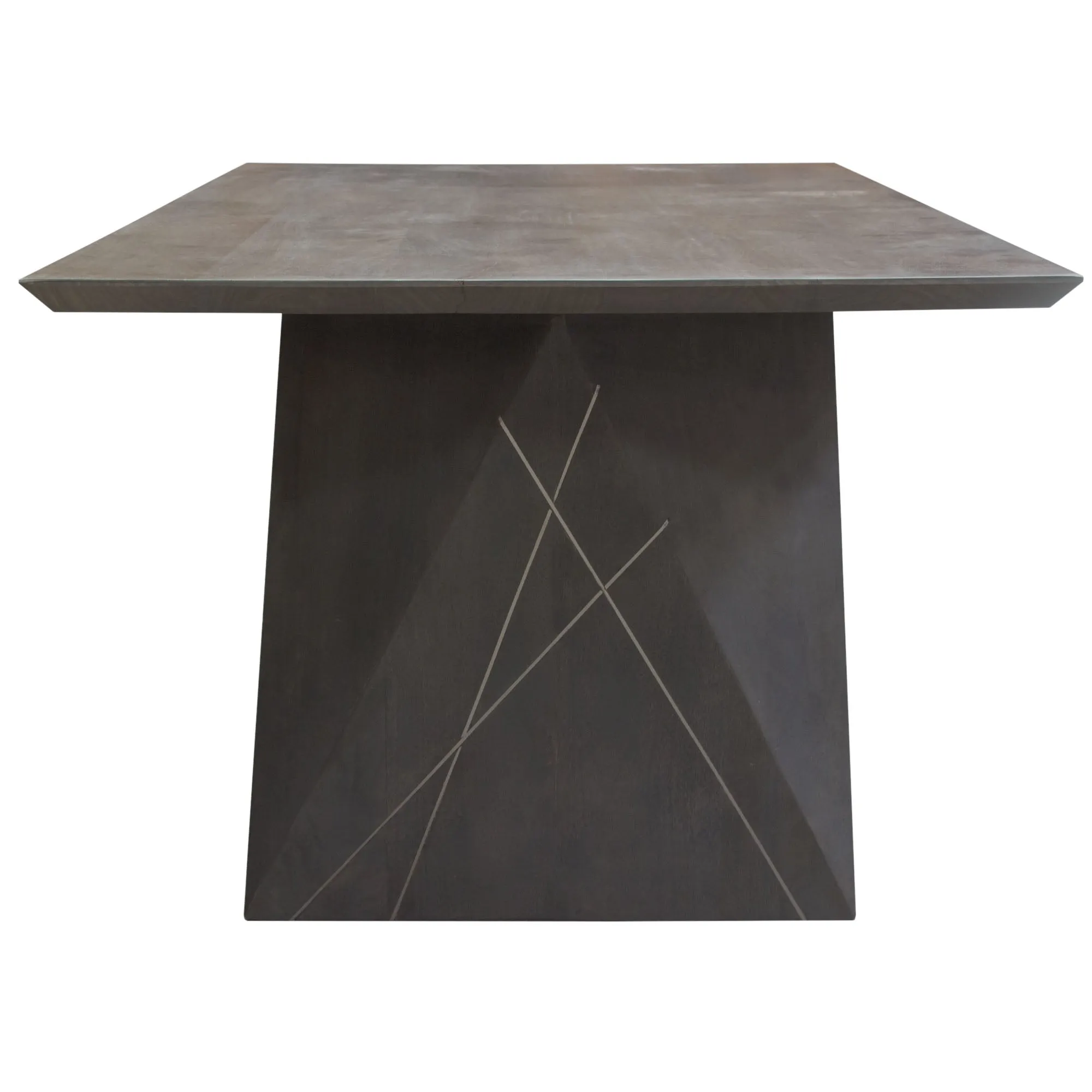Motion Solid Mango Wood Dining Table in Smoke Grey Finish w/ Silver Metal Inlay by Diamond Sofa