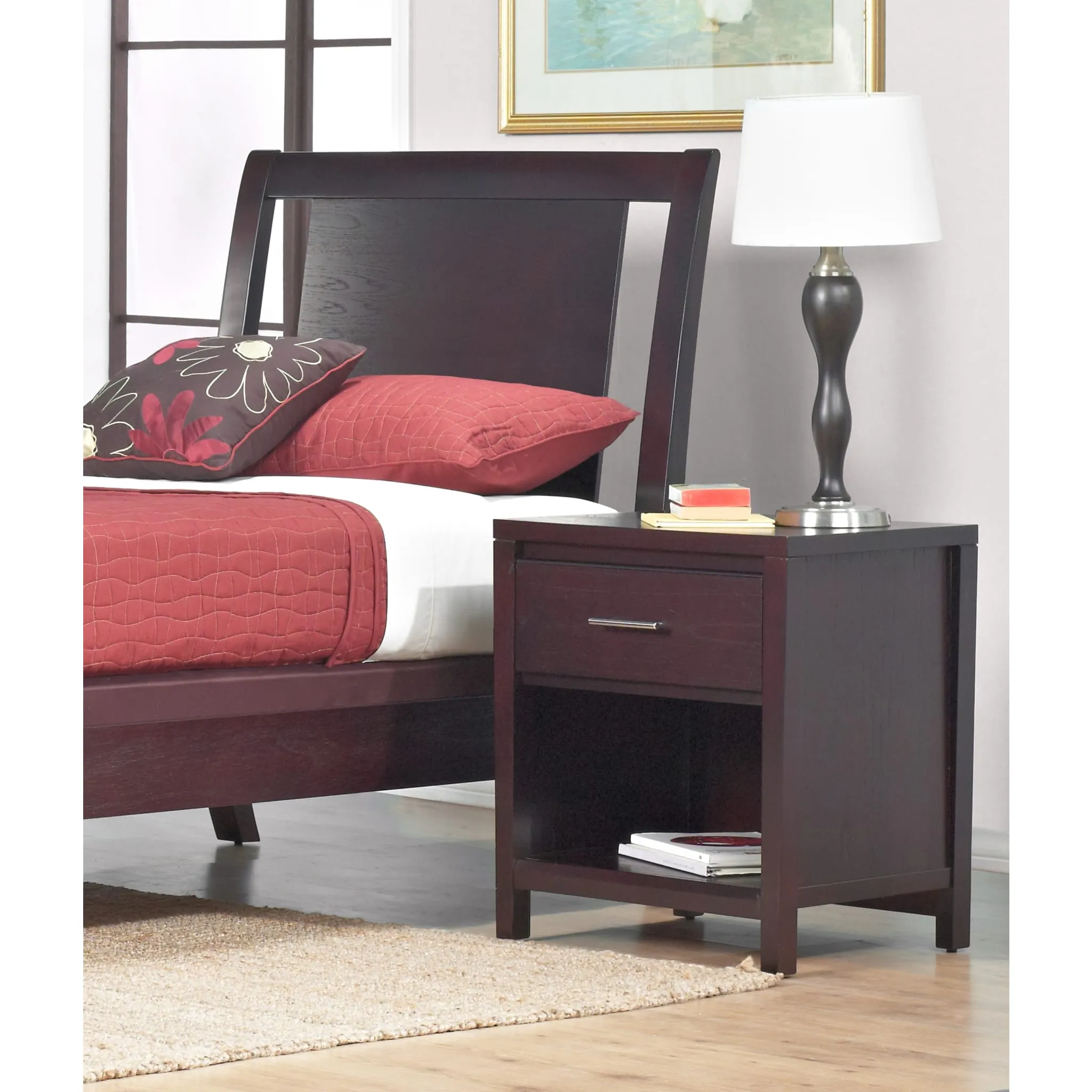 Nevis One Drawer Nightstand in Espresso