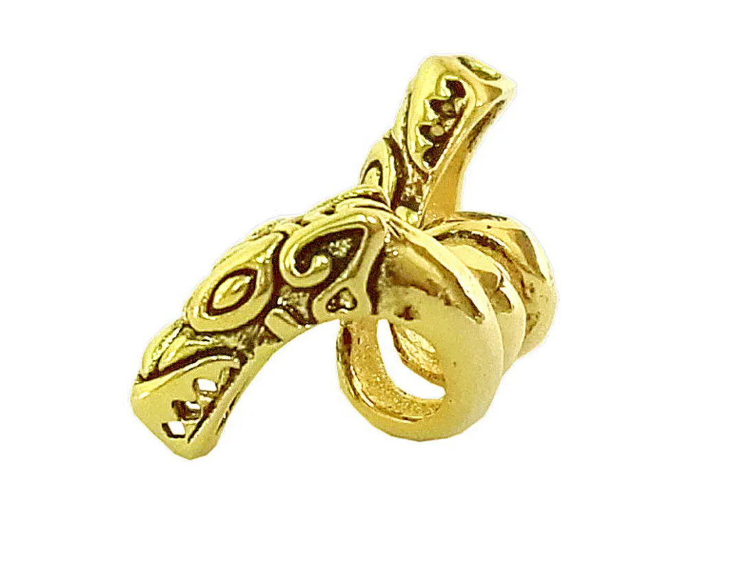 New! Double Headed Dragon Hair Bead - Gold