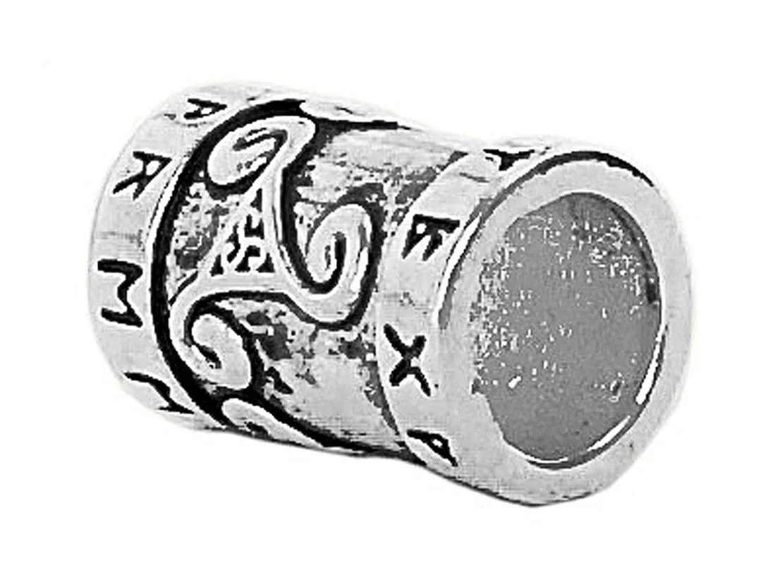New! Rune Spiral Hair Bead - Silver