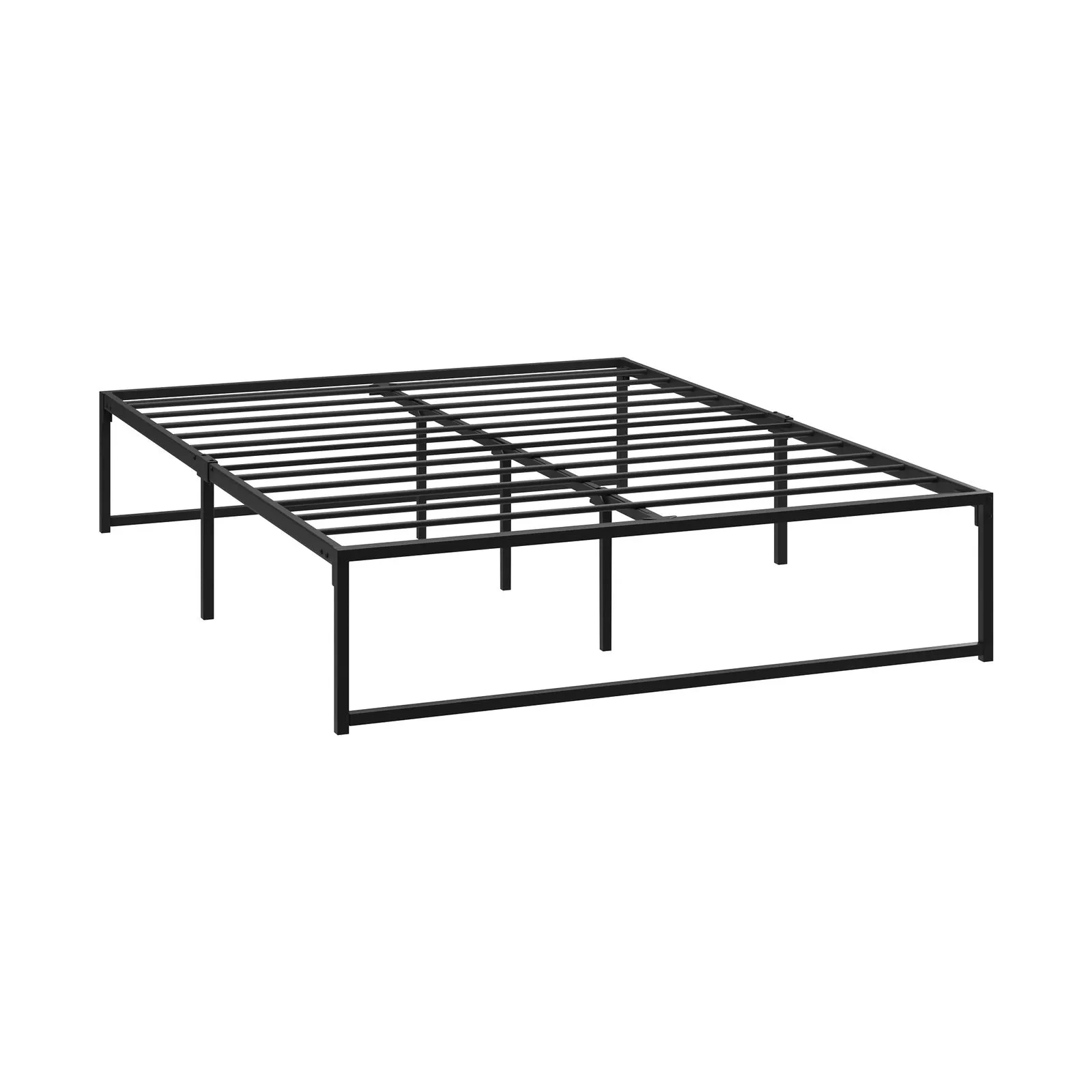Oikiture Metal Bed Frame Queen Size Beds Base Platform Black