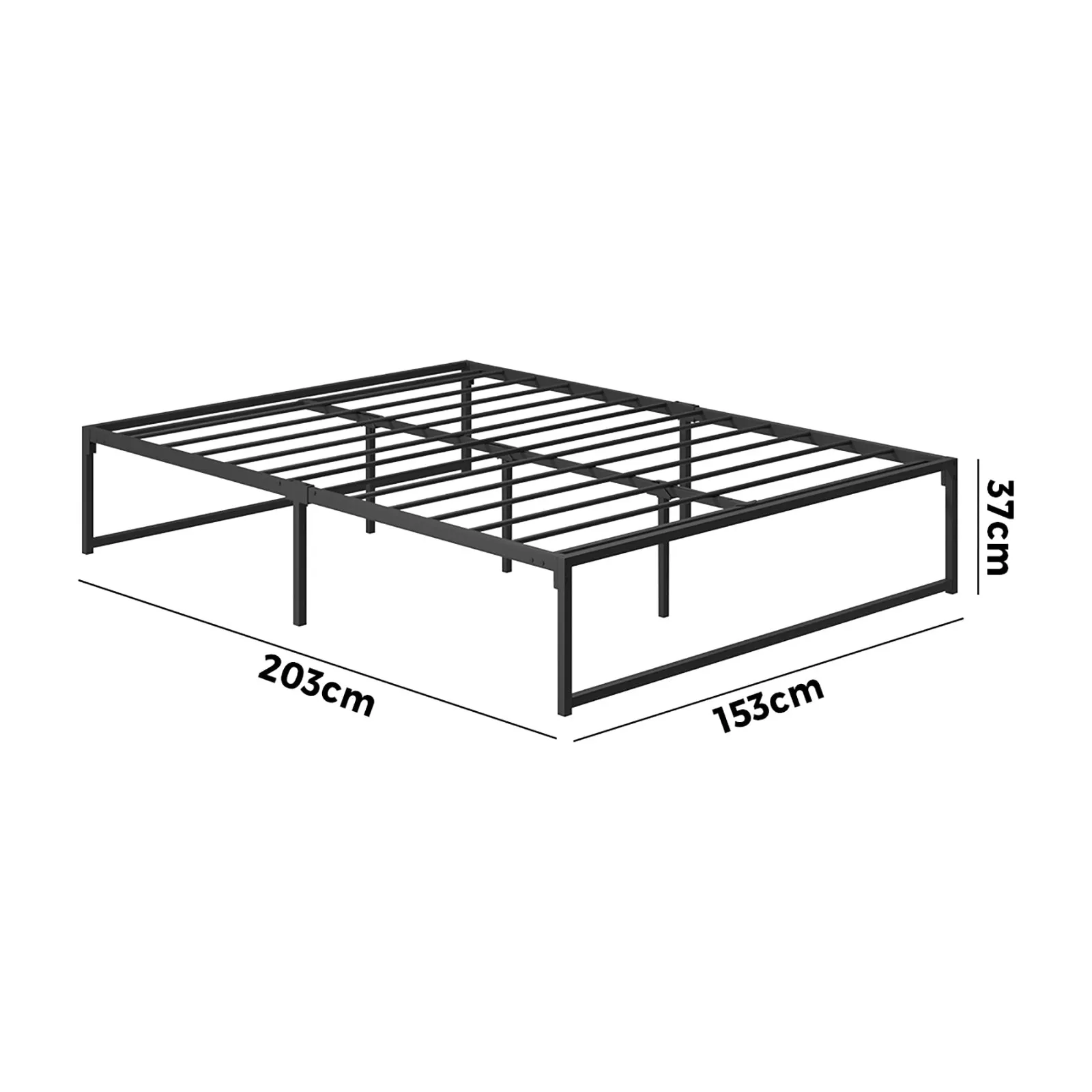 Oikiture Metal Bed Frame Queen Size Beds Base Platform Black