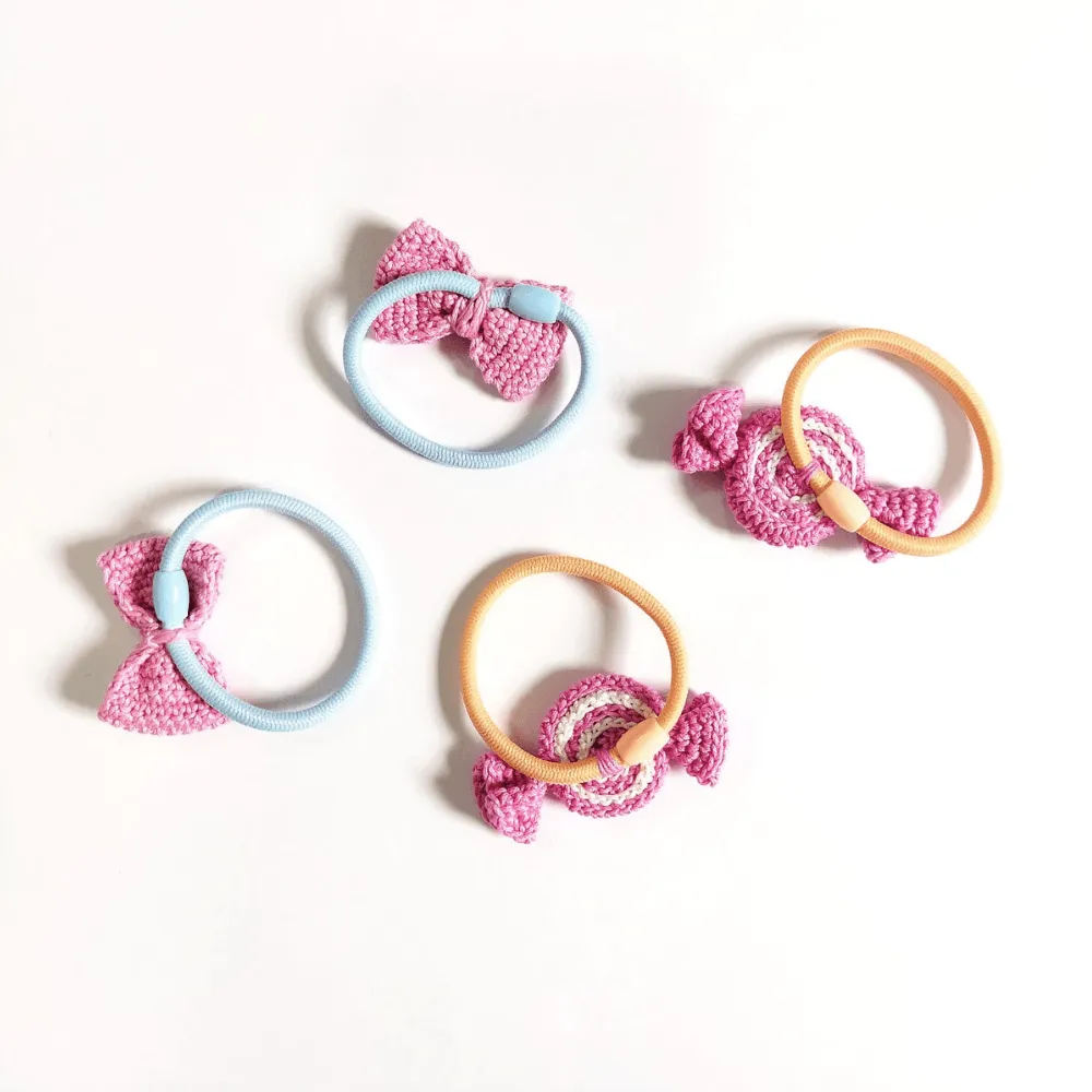 Pink Bow and Pink Sweet Hair Tie set