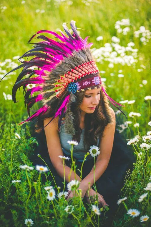 Pink Native American Headdress - 75cm